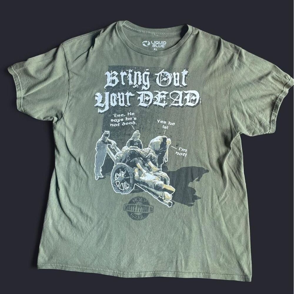 Bring Out Your Dead Monty Python green t-shirt liquid blue men’s XL